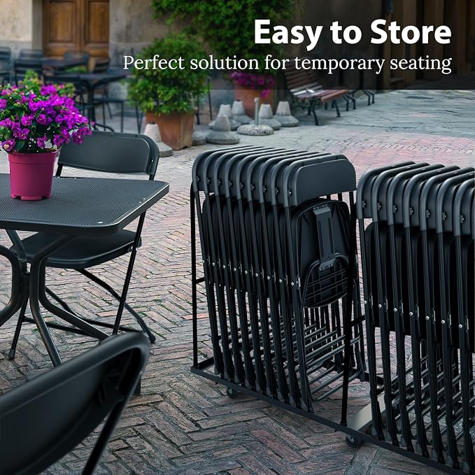 10 Pack Foldable Plastic Chair | Folding & Stackable | 350 lbs Capacity Steel - Image 6