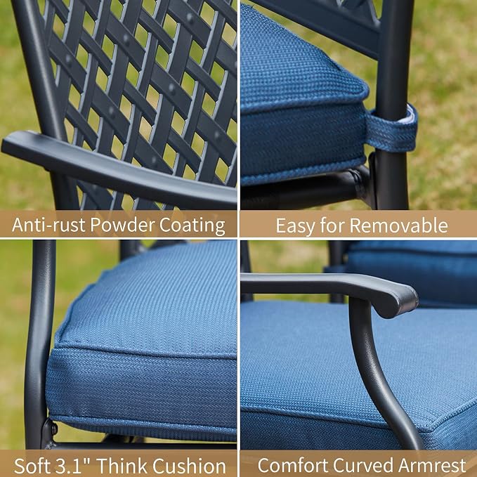 Patio Dining Chairs Stackable Outdoor Chairs Dining Furniture Set of 4 - Image 5