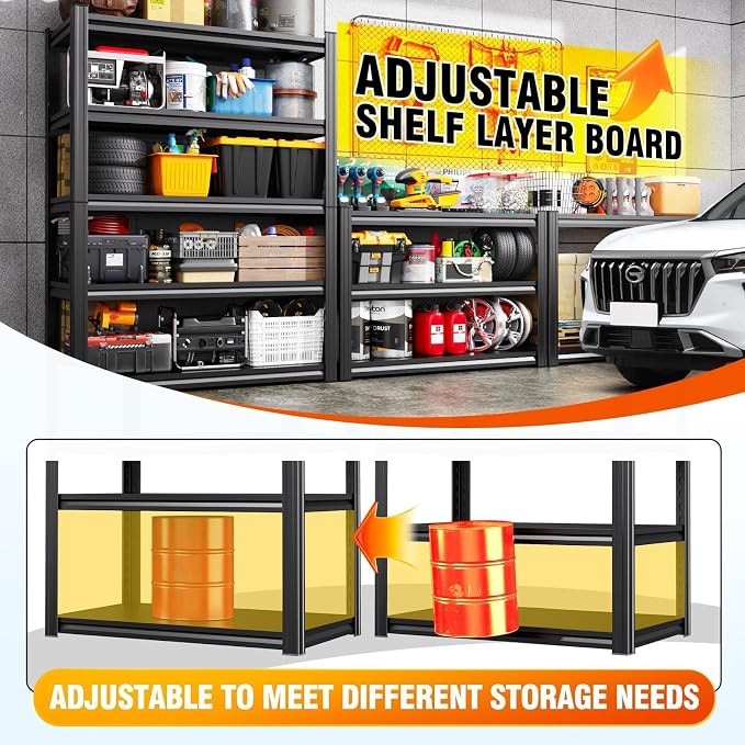2-pack 46''W Storage Shelves, Adjustable Shelving Unit, 5T Metal Garage Shelving - Image 5