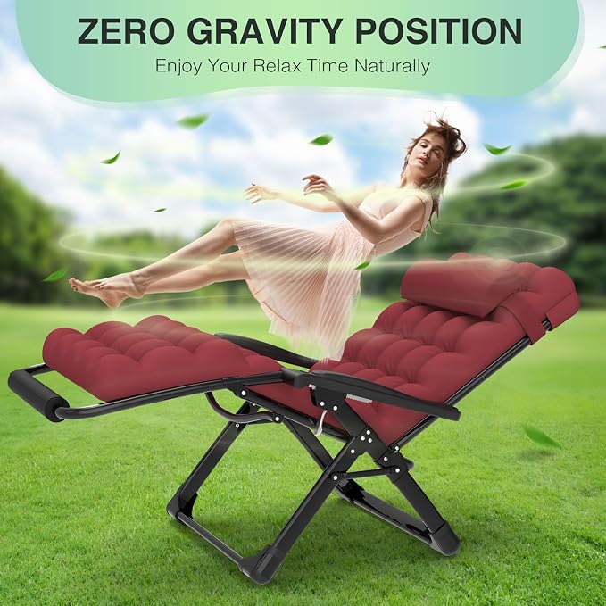 Suteck Oversized Zero Gravity Chair, 500LBS 33" XXL Reclining Lounge Chairs | - Image 6