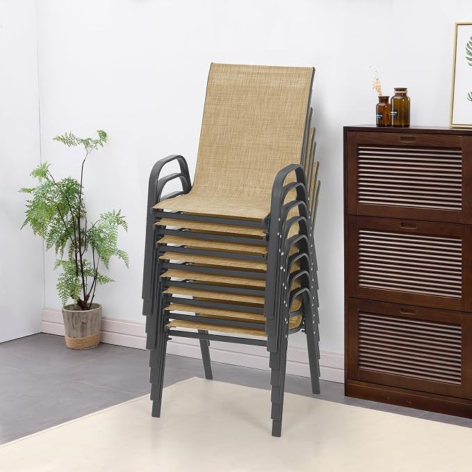 Patio Chairs Set of 8, Outdoor Dining Chairs by PIZZELLO