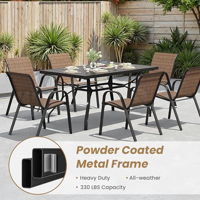 Stackable Outdoor Dining Chairs Set of 4, Textilene Patio Chairs - Image 9