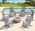 Oversized Outdoor Rocking Chair Set of 6, Porch Rockers, Light Gray | by KINGYES