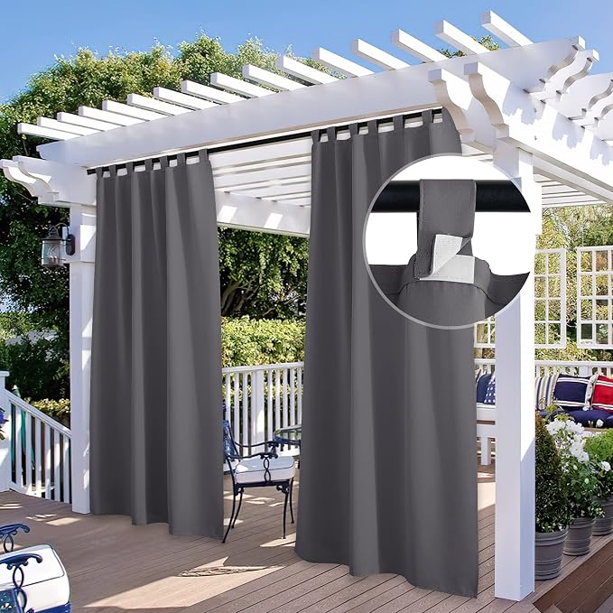 2 Panels Grey Outdoor Curtains for Patio Clearance by StangH