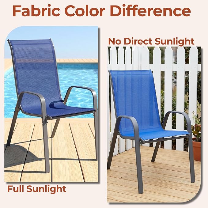 TLSUNNY Patio Chair, Outdoor Stackable Textilene Chairs Set of 4, - Image 4