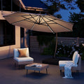 12FT Solar Powered LED Light Cantilever Patio Umbrella by ENSTVER