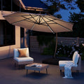 11FT Solar Powered LED Light Cantilever Patio Umbrella by ENSTVER