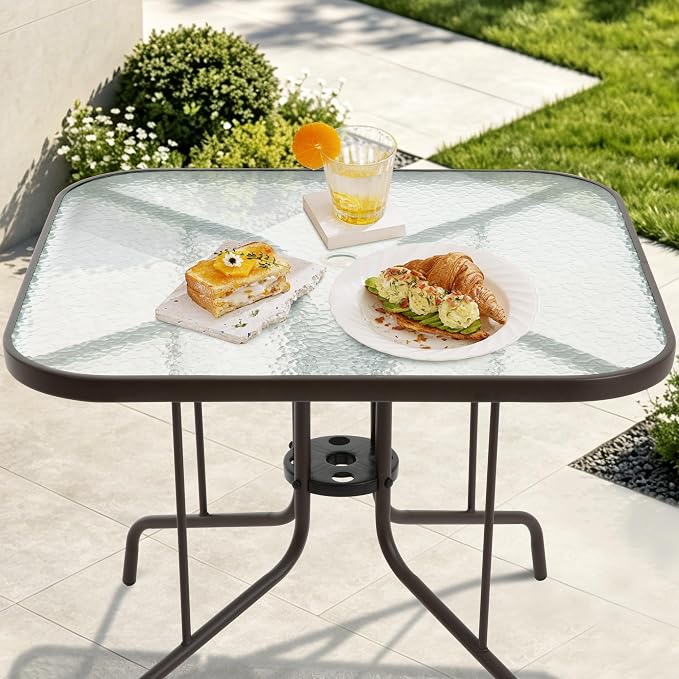 Patio Dining Table for 4 with Umbrella Hole | Outdoor 5 Piece Dining Set 36" x - Image 8