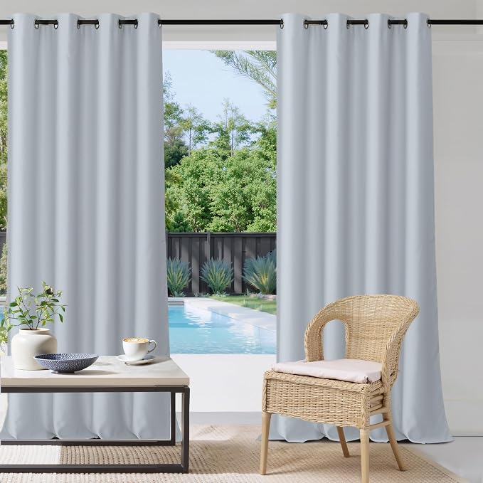 Waterproof Curtains for Patio W52 x L108 Inch Greyish White, 1 Panel | Light by StangH