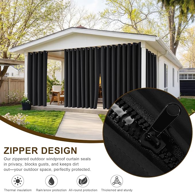 RYB HOME Fade-Resistant Extra Wide Outdoor Curtains - Image 2