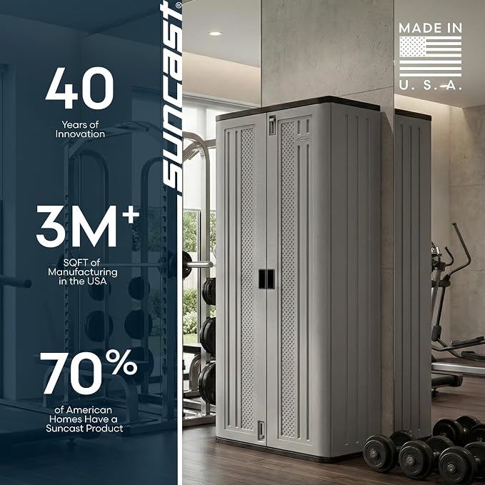 Suncast Tall Storage Cabinet for Garage Organization - Image 9