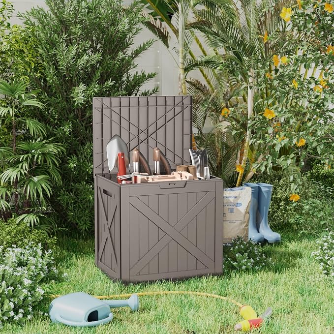 32 Gallon Waterproof Resin Deck Box, UV Resistant Outdoor Storage - Image 4