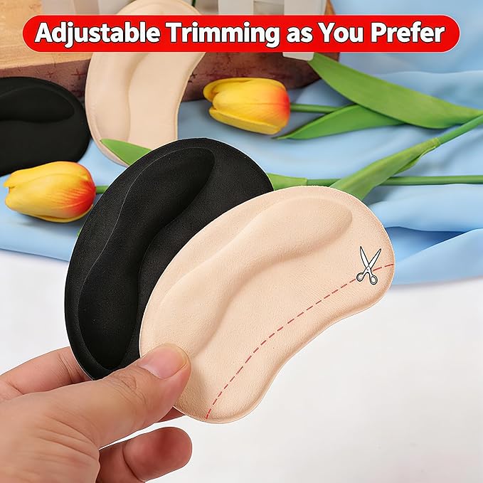 6 Pairs Heel Pads Cushion Inserts for Loose Shoes, Heel Grips & Liners for Men Women – Protectors Against Blisters, Heel Pain, Slipping & Friction(Beige)