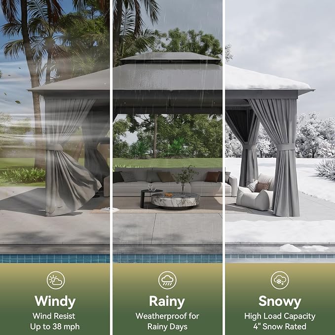12'x10' Gazebo, Metal Frame Canopy - Image 5
