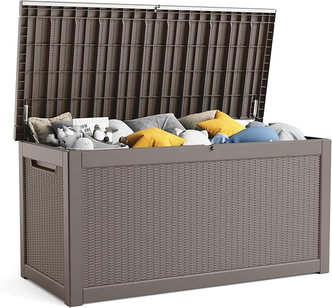 320 Gallon Waterproof Outdoor Storage Box, Large Resin Deck Box, Lockable - Image 2