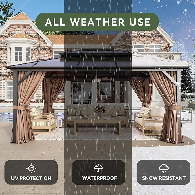 Aoxun 12'x16' Hardtop Gazebo - Image 6