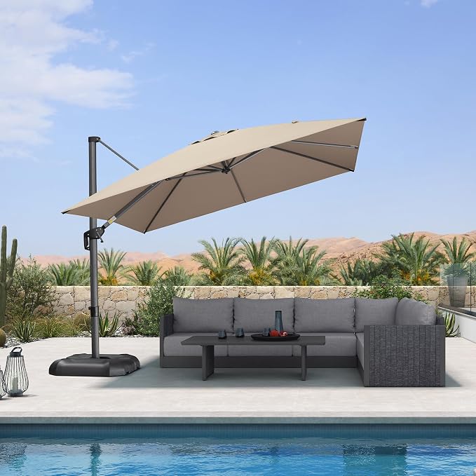 PURPLE LEAF Patio Umbrella Outdoor 10' x 10' Square Easy Assembly Tapue | Built - Image 2