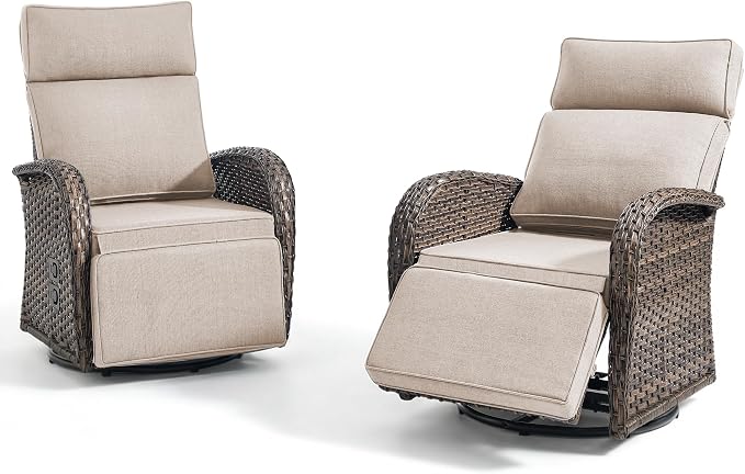 Zero Gravity Patio Swivel Recliner Chairs Set of 2 - Image 7