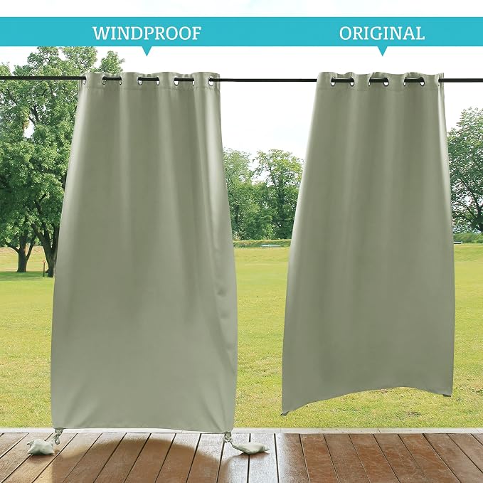 RYB HOME Outdoor Curtains for Patio Waterproof, Windproof - Image 2