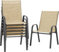 Patio Chairs Set of 6, Outdoor Stackable Dining Chairs by PIZZELLO