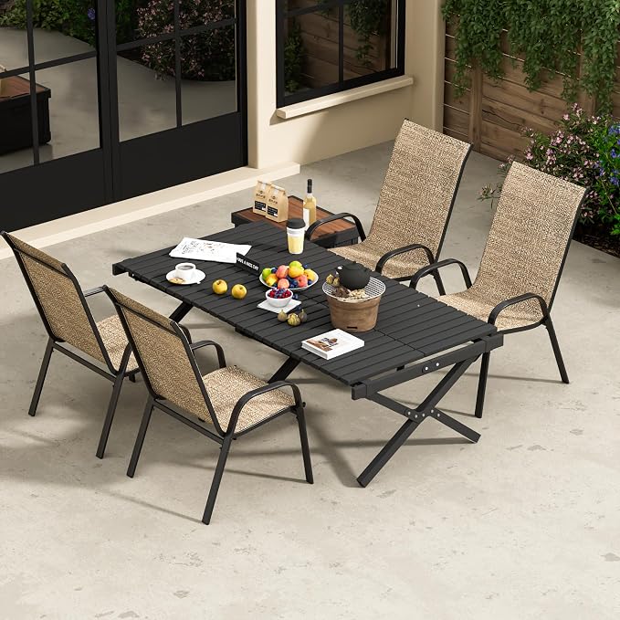 Patio Chairs Set of 2, Outdoor Stackable Dining Chairs - Image 6
