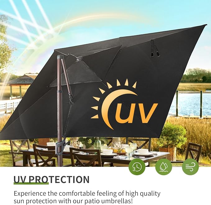 JZAC & QZYD 9x12 FT Cantilever Offset Patio Umbrella - Image 8