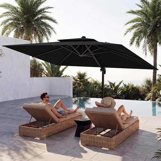 10x13 FT Patio Cantilever Umbrella, Rectangular Heavy Duty Offset Umbrella - Image 9