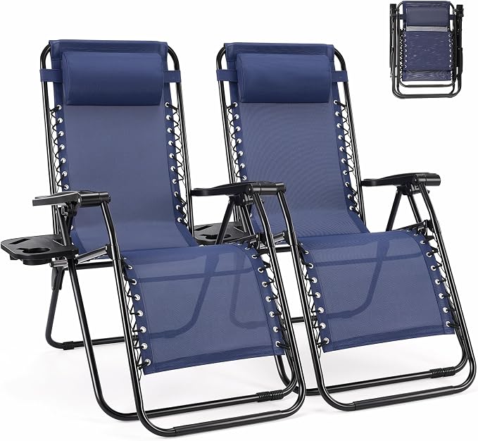 NEWBULIG Zero Gravity Chairs Set of 2, Folding Lounge Recliner Chair | Portable by NEWBULIG