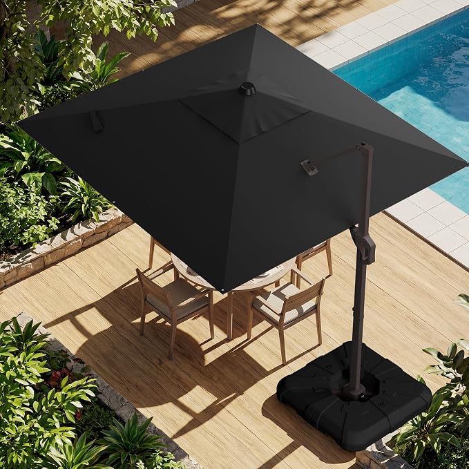 10x10FT Cantilever Outdoor Umbrella, 360° Rotating Large Offset Square Patio by ZLACUIU