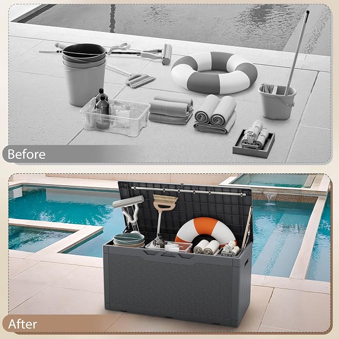 Devoko 100 Gallon Deck Box Waterproof Outdoor Storage Box - Image 7