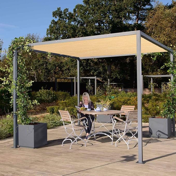 Eden's Decor Straight Flat-Edged 5' x 17' Beige Sun Shade Sail Rectangular - Image 6