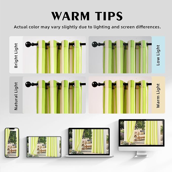 2 Panels Outdoor Stripe Curtains - Image 5