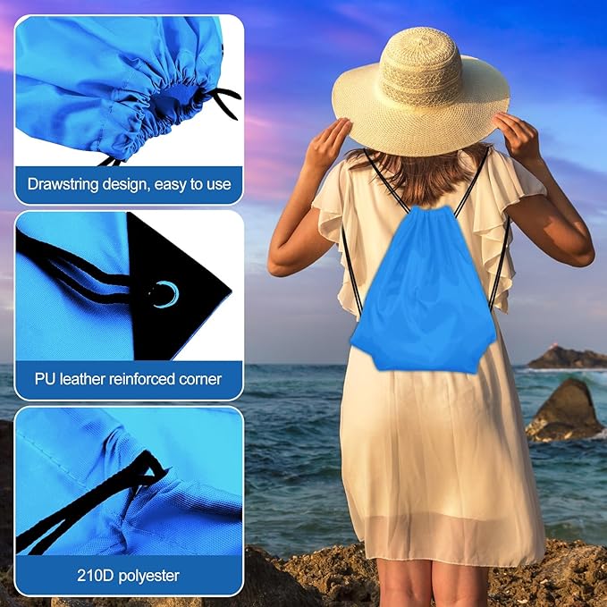 KUUQA 25Pcs Drawstring Backpack Bags Bulk Light Blue Drawstring Bag Foldable Gym Bag Sport Cinch Sack String Backpack Storage Bags for Women Men Shopping Gym Travel Sports