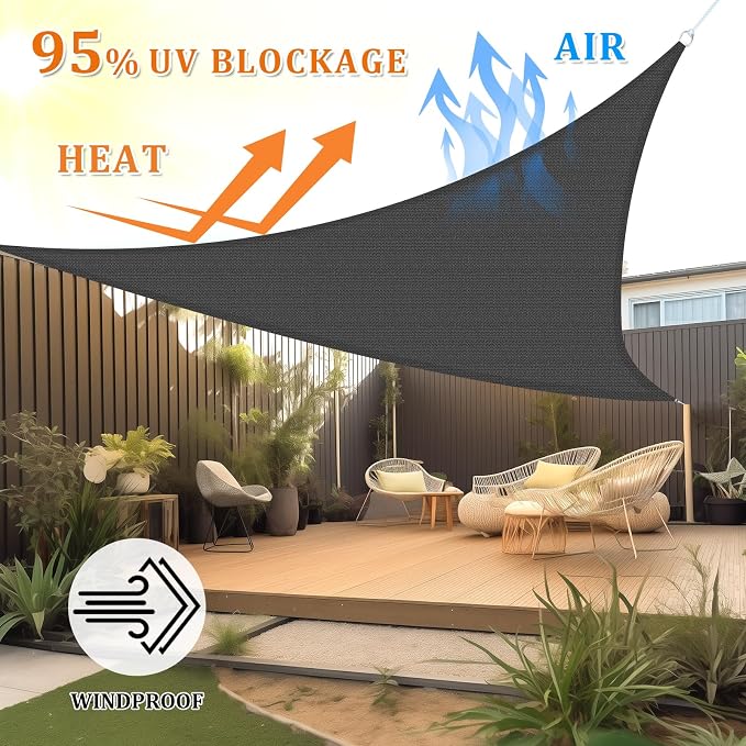 Shade&Beyond Custom Sun Shade Sail 6'x7'x9.2' Triangle Sun Sail Shades Patio UV - Image 2