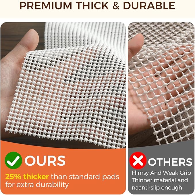 BAGAIL BASICS 9 x 12 FT Rug Pad Gripper for Hardwood Floors, Non Slip Rug Pads for Area Rugs, Extra Thick Under Rug Padding, Protect Your Rugs & Floors
