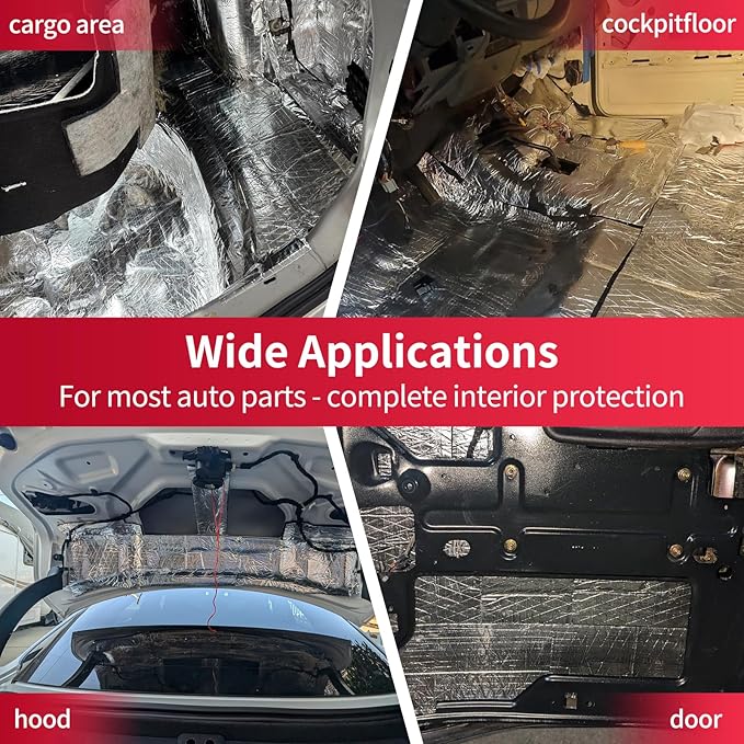 Car Sound Deadening Mat 394mil 18sqft - Automotive Hood Insulation Pad - Self-Adhesive Auto Audio Heat Shield Sound Dampening Foam Board Aluminum for Door Floor