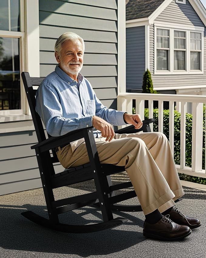 SERWALL Outdoor Rocking Chair Set of 6, Patio Rocking Chairs - Image 8