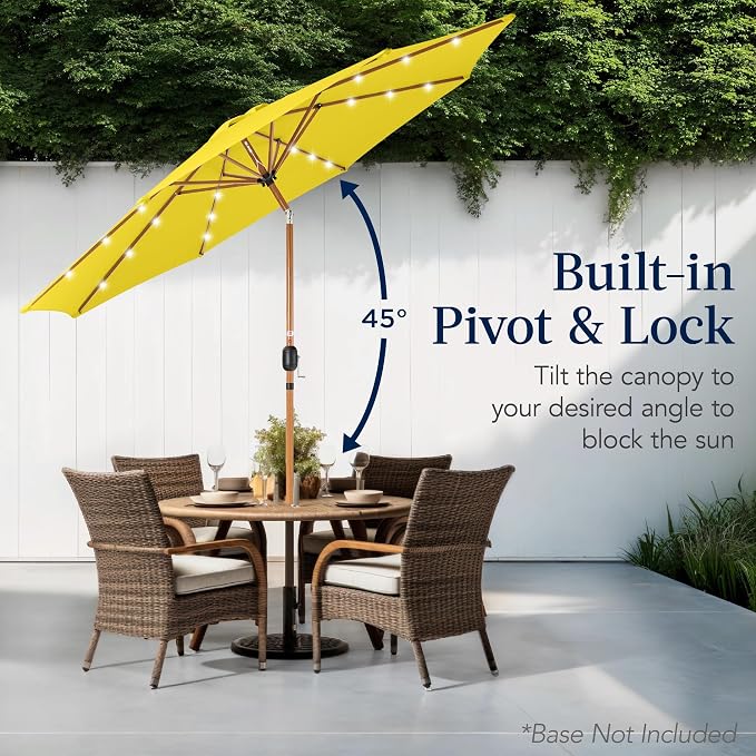 Best Choice Products 10ft Solar Market Patio Umbrella w/Woodgrain Pattern Pole - Image 5
