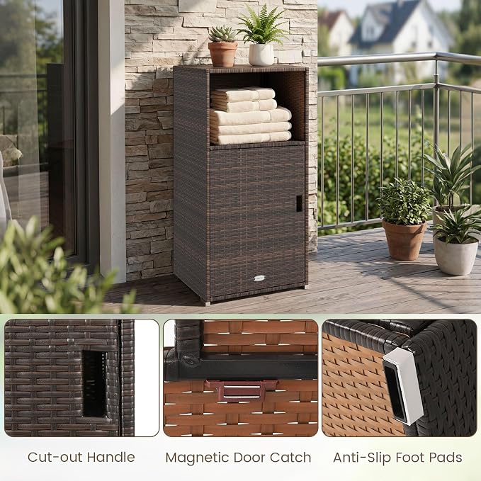 Tangkula Rattan Outdoor Storage Cabinet - Image 5