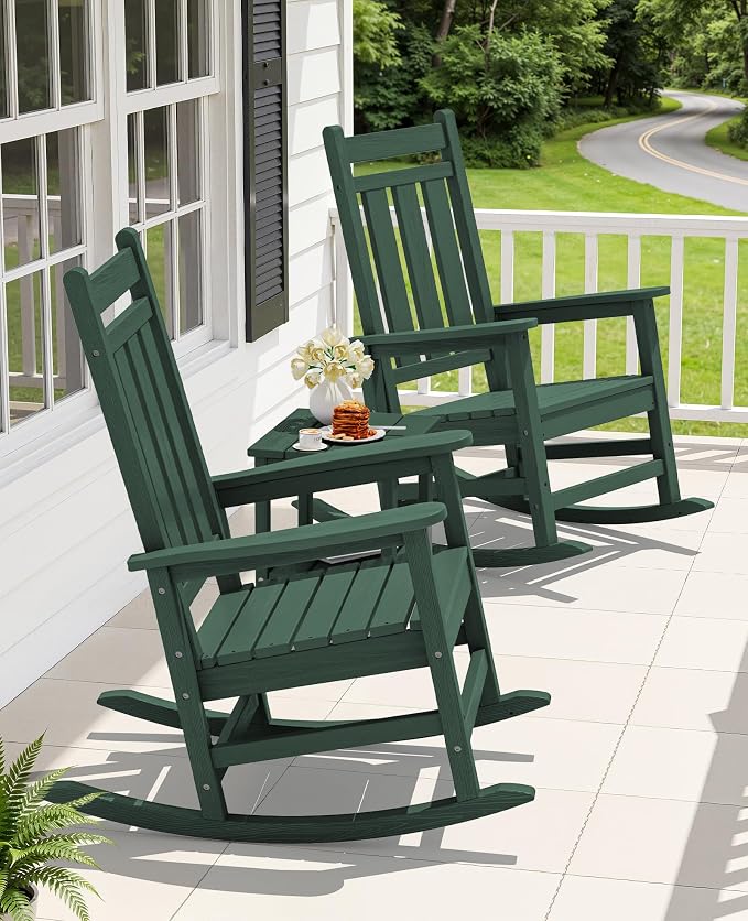 Oversized Outdoor Rocking Chair Set of 2, HDPE Patio Rockers - Image 2