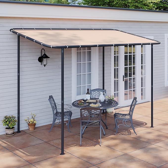Aoxun 10x6 Lean-to Gazebo, Sloped Roof Pergola Porch Canopy Awning by Aoxun