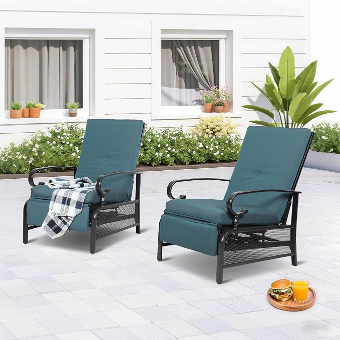 Incbruce Outdoor Lounge Chair Set of 2 Patio Furniture Adjustable Recliner - Image 7