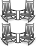 SERWALL Outdoor Rocking Chair Set of 4, HDPE Rocker by SERWALL
