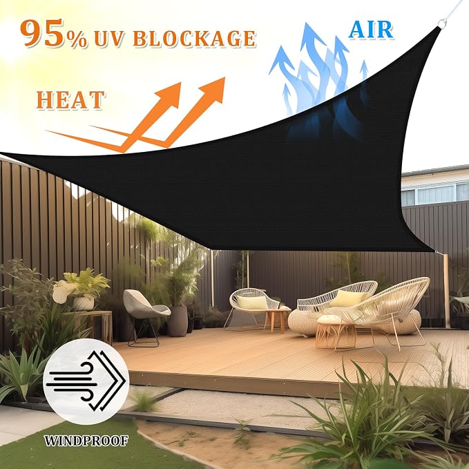 Shade&Beyond 16'x30' Sun Shade Sail Canopy Rectangle, UV Block Breathable Black - Image 2