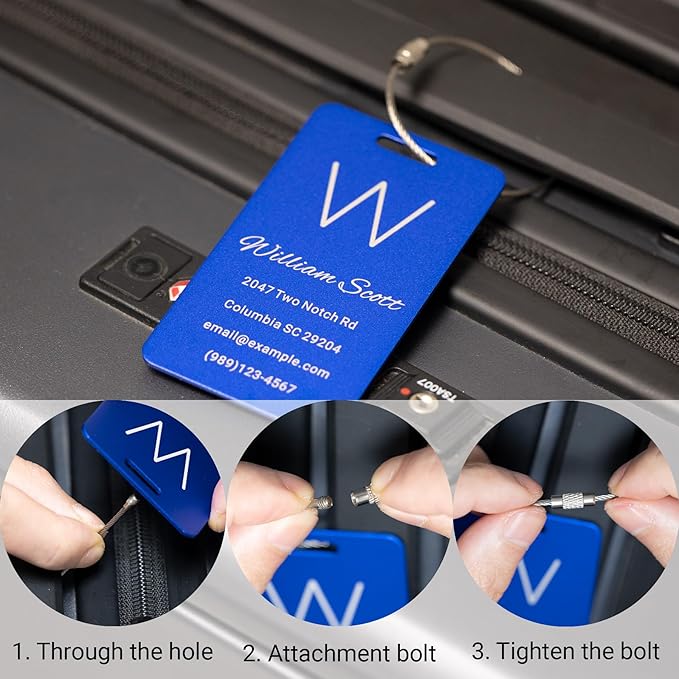 Personalized Luggage Tags for Suitcases Custom Metal Name Tags for Backpacks Bags Travel - Vertical (Orange)