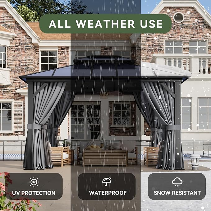 Aoxun 12'x10' Hardtop Gazebo - Image 7
