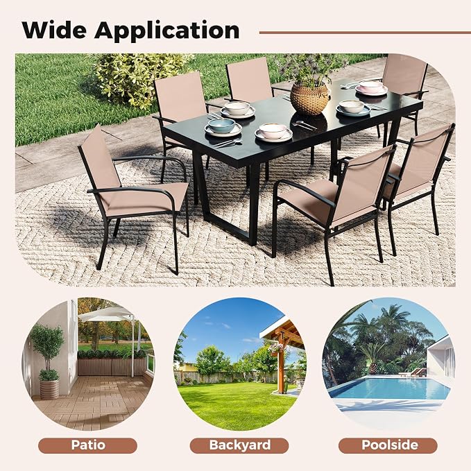 GIANTEX Stackable Patio Chairs Set of 2, All Weather Outdoor Dining Chairs - Image 8