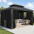 Black Outdoor Curtains for Patio Waterproof, 8 Panels, Rod Pocket | by RichSets