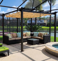 PURPLE LEAF Pergola 10' X 10' Bronze Metal Retractable Patio Canopy, UV fabric by PURPLELEAF