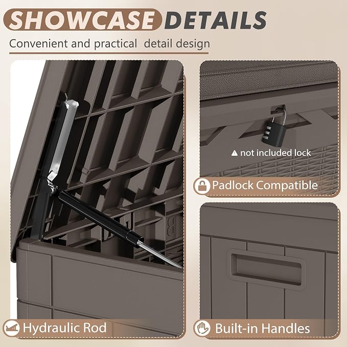 Devoko 100 Gallon Deck Box Waterproof Outdoor Storage Box - Image 2
